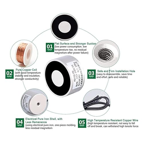 Heyiarbeit 12V DC 1500N Electric Lifting Magnet Electromagnet Solenoid Lift Holding 80mmx38mm - Poueer