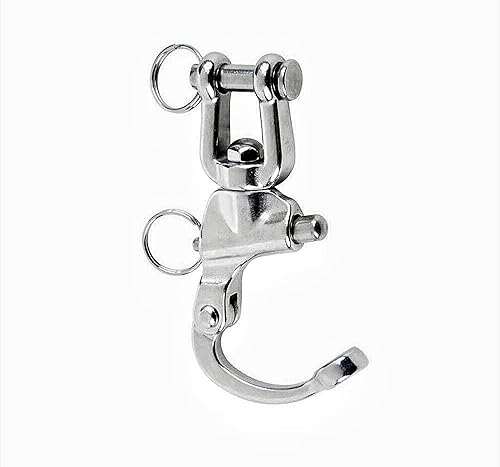 2/4 PCS Heavy Duty Marine 316 Stainless Steel Fixed Snap Shackle Quick Connect Shackle Snap Hook Rigging for Sailboat Yacht W/2 Rings (2, Overall Length:128mm) - Poueer