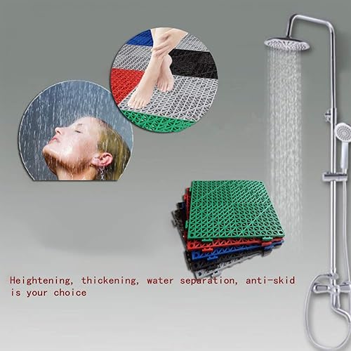 12 Pack Modular Interlocking Cushion 11.5' x 11.5' Mat Floor Tile Mats Drain Pool Patio Balcony Yard Pet Area Washer Pad(Green) - Poueer