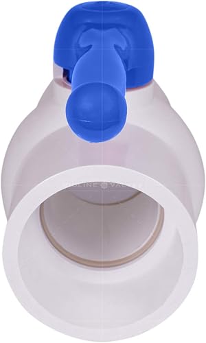 Midline Valve 487T400 PVC Ball Valve; Blue T-Handle for Potable Water; 4 in. Solvent Connections; White Plastic - Poueer