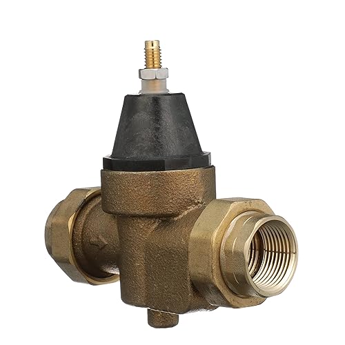Watts LFN45B Series 3/4' Lead-Free Cast Copper Silicon Alloy Water Pressure Reducing Valve, Double Union Solder Inlet and Outlet, Elastomer Disc, Adjustable Pressure 25 to 75 psi, Maximum 400 psi - Poueer