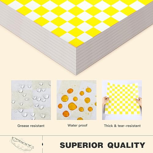 Colarr 1000 Pcs Waxed Paper Sheets Bulk 15 x 15 Inch Large Sandwich Wrapping Papers Checkered Deli Food Basket Liners for Burgers Bread Restaurant Barbecue Picnic(Red) - Poueer