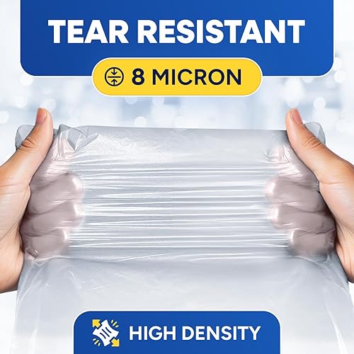 PLASTIC PRINCE) 7-10 Gallon Trash Bags, Small Office Trash Bags, 8 Mic Wastebasket Liners, 24' x 24' Clear Garbage Bags for Office Trash Cans Kitchen Bathroom, Pack of 1000 - Poueer