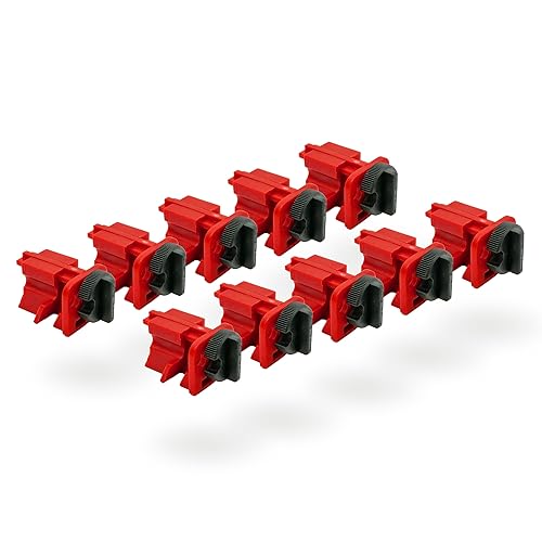 TRADESAFE Circuit Breaker Lockout Device, 10 Pack, 120/277 Volt, Clamp-on Single Pole Breaker Lock Out Device, OSHA Compliant, Premium Grade, Medium - Poueer