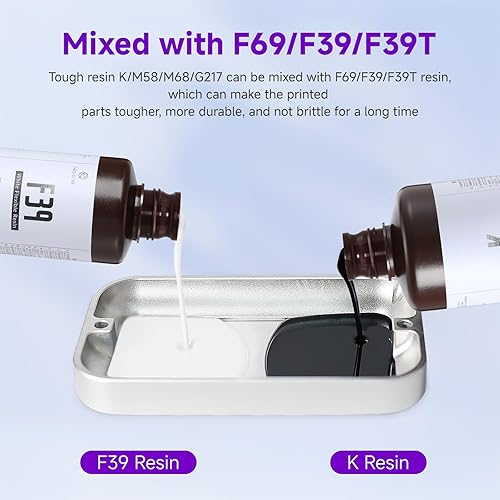 RESIONE Tough 3D Printer Resin, Not Brittle ABS Like Tough & Rigid 3D Resin for LCD 3D Printing UV 405nm (M58 Grey 1KG) - Poueer