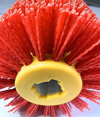 Signi Abrasive nylon bristle Burnishing Brush Drum Drawing Wheel for polishing wood (240 grit red) - Poueer