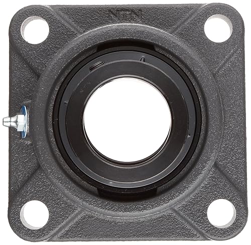 NTN UELFU207-107D1 Light Duty Flange Bearing, 4 Bolts, Eccentric Lock, Regreasable, Contact and Flinger Seals, Cast Iron, 1-7/16' Bore, 3-5/8' Bolt Hole Spacing Width, 4-21/32' Height - Poueer