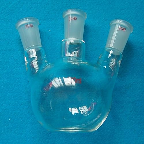 500ml,3-Neck,24/40,Flat Bottom Glass Flask,Three Necks,Laboratory Boiling Bottle - Poueer