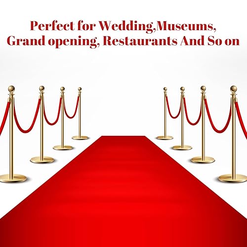 Fumete 6 Pieces Velvet Stanchion Rope Bulk 6.5 Feet Crowd Control Barriers Safety Velvet Rope with Polished Gold Hooks for Graduation Party Openings, Not Include Stanchion Post(Pink) - Poueer