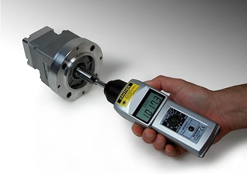 Shimpo DT-205LR Dual Contact/Non-Contact Handheld Tachometer with 6' Wheel, LCD Display, 6-99999rpm Range - Poueer