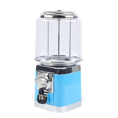 25-Cent Candy Vending Machine with Alloy Shell, PC Transparent Panel, 600 Coin Capacity, Flat Candy Dispenser for Malls, Game Halls, Shops,Blue/Yellow (Blue) - Poueer