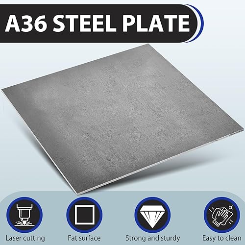Therwen 1 Pcs 3/16 x 12' x 12' Steel Plate A36 Steel Sheet Plate Flat Metal Plate for Cutting Industrial Use - Poueer