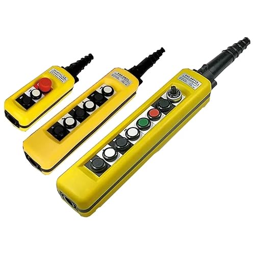 2/4/6/8 Pushbuttons Double Speed Hoist Crane Pendant Control Stations with Emergency Stop for Circuits Double Insulated(White) - Poueer