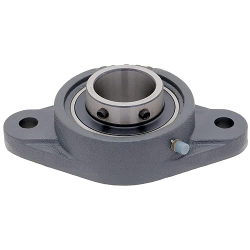 [1-Pack] UCFL209-28 - 2-Bolt Flange-Mount Ball Bearing Unit, Insert Bearing UC209-28, Cast Iron Housing FL209, Bore Shaft 1-3/4 in (44.45 mm), Set Screw Locking, 7.401 in (188 mm) Flange Length - Poueer