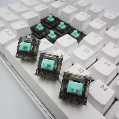 DUROCK Linear Switches, Creamy Green Stem L2 Linear 62g Switch, 5 Pins Smooth Lubed Mechanical Keyboard Switches (DUROCK L2 Smokey 62g, 90pcs) - Poueer