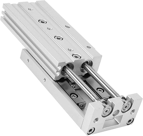 Guide Rail Cylinder, MXS12 Pneumatic Guide Rail Cylinder Double-Shaft Slide Guiding Pneumatic Air Cylinder High Accuracy Mini Pneumatic Cylinder M5×0.8 for Textile Industry, 50mm Stroke - Poueer