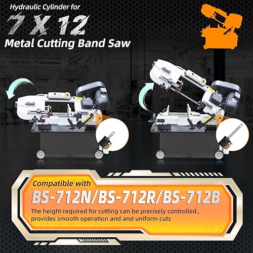 Hydraulic Cylinder for 9 x 12 Metal Cutting Band Saw, Compatible with BS-912B/BS-912GR, Hydraulic Downfeed Control Cylinder for Metal Bandsaw, Bandsaw Downfeed Cylinder, Black - Poueer