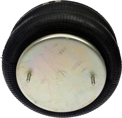 454-7555L Air Spring, Double Convoluted, 9' Top Plate Diameter, 9' Bottom Plate Diameter, Collapsed Height 3.54', Two Studs Top Plate, Two Studs Bottom Plate - Poueer
