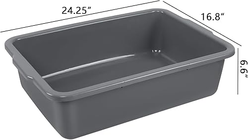 4 Packs 35 L Large Plastic Commercial Bus Tub, Utility Bus Box, Gray - Poueer