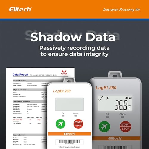 Elitech 4G Reusable Real-time Temperature Humidity Data Logger Light/Shock/Location, Built-in SIM Card, Shadow Data,Airplane Mode,Cloud Data Storage,SMS/Email/APP/Web Alarm,100000 Points,Loget260-THE - Poueer