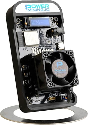 Bitaxe Gamma 601 ASIC Bitcoin Miner | 1.1 TH/s @ 18W | BM1370 Chip (Antminer S21 Pro) | Wi-Fi | USB-C | AxeOS | Open Source | Made in Europe | Incl. Power Supply & Stand - Poueer