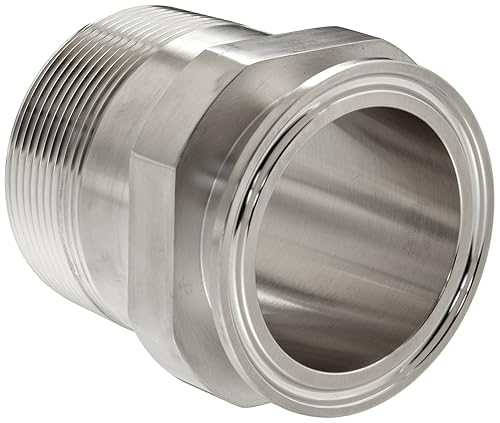 Dixon 21MP-R200 Stainless Steel 316L Sanitary Fitting, Clamp Adapter, 2' Tube OD x 2' NPT Male - Poueer