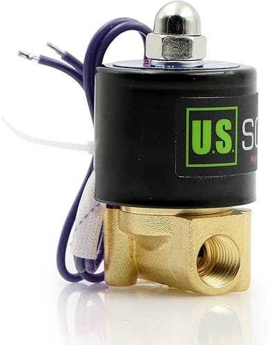 U.S. Solid 3/8' Electric Solenoid Valve 12-VDC, VITON Gasket, Air, Gas, Fuel Normally Closed - Poueer