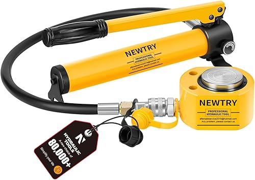 NEWTRY 20T Low Profile Hydraulic Jack Porta Power Kit + CP-180 Manual Hydraulic Hand Pump, Industrial Mini Hydraulic Cylinder, Stroke 0.47” - Poueer