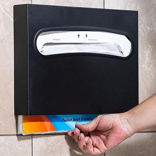 Toilet Seat Cover Dispenser - Enhanced Anti-Fingerprint Coating, HighQuality Stainless Steel, Wall-Mounted for Commercial Bathrooms - Holds 250 Seat Covers - Gold - Poueer