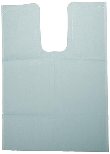 TIDI Patient Chainless Bibs with Ties, Blue, 18' x 25' (Pack of 250) -Tissue/Poly Shell Embossed Dental Bib - Dental Consumables (917673) - Poueer