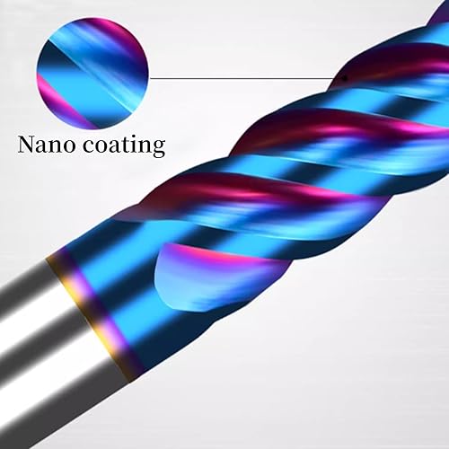 2PCS 1/2'' Carbide Square End Mill Bits Set, Milling Bits Cutter 1/2 Carbide End Mills for Alloy Steels/Hardened Steels, HRC 45 Deg Single End 4 Flute AlTiN Coating (2PCS 1/2in) - Poueer