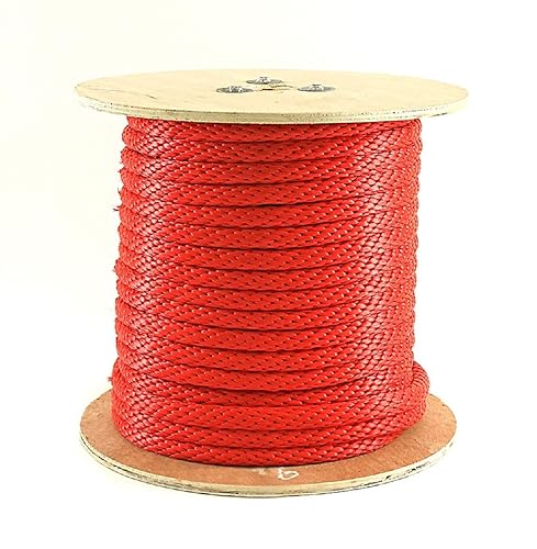 SBP-58140R Solid Braided Poly Rope - Red - 5/8 inch x 140 feet - Poueer