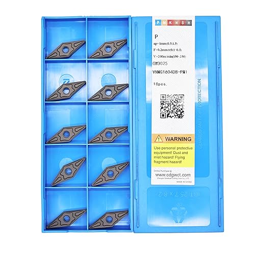 GREAT WALL VNMG331 Carbide Insert Cutter VNMG160404-PM Grade of GW3025 for Steel Semi-Finishing Turning Cutting,10pcs - Poueer