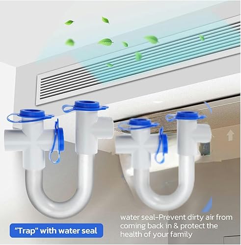 4Pack 3/4' Standard Condensate Trap with 19' Cleaning Brush PVC Transparent U Trap for HVAC Systems, Air Conditioner, Effectively Drains Condensate - Poueer