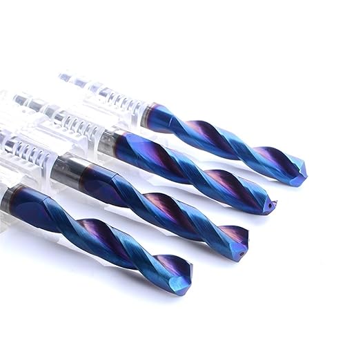 1Pcs 6mm-9mm HRC65 Solid Carbide Drill Bits, Inner Through Coolant Hole 5D Blue Spiral Flute Twist CNC Drill Bit(7.3mm 1pc) - Poueer