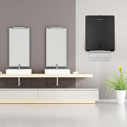 Paper Towel Dispenser, Commercial Stainless Steel Tri-fold/Multi-fold/C-Fold Paper Towel Holder Wall Mount Key (Gold) - Poueer