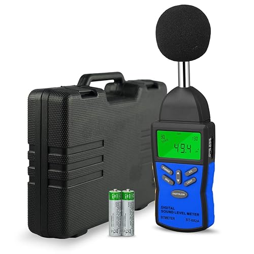Precision Sound Level Meter, BTMETER Digital Decibel Tester for 30~130 dB Noise Volume Measurement with A/C Fast/Slow Weighting, Large Backlight Display BT-882A Decibel Reader - Poueer
