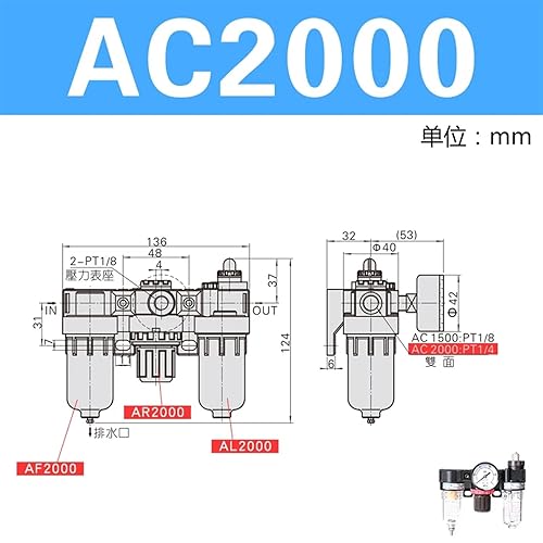 Air Processor Filter AC2000 BC2000 BC3000 BC4000 Triplet(BC4000-A) - Poueer