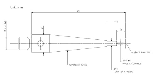 CMM Touch Probe CMM Stylus Tips M3 Thread CMM Styli 0.5mm Ruby Ball A-5000-7632 - Poueer