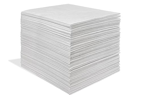 White Oil-Only Meltblown Pads, Medium Weight, 100 Count, 15'x17', Highly Absorbent, Hydrophobic - Poueer