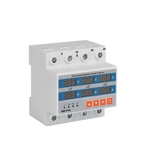 380V 63A Adjustable Dual Digital Over & Under Voltage Protector Din Rail Relay Surge Limit Over Current Protection Three-Phase - Poueer