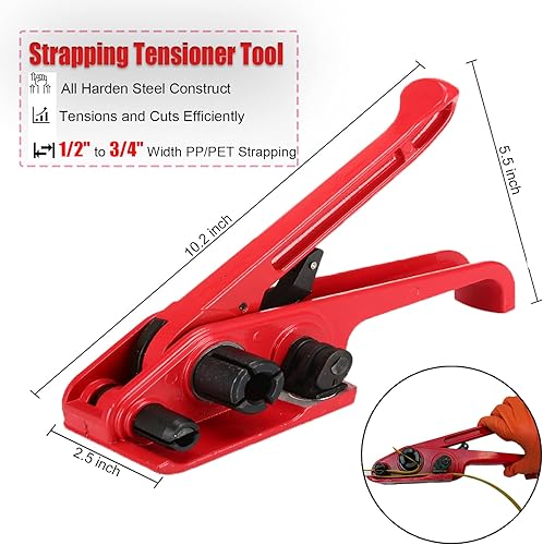 Poly Strapping 1/2inch x 660ft, 100pcs Snap-On Seals, Tensioner Sealer Tools,Havey Duty Pallet Strapping Kit - Poueer