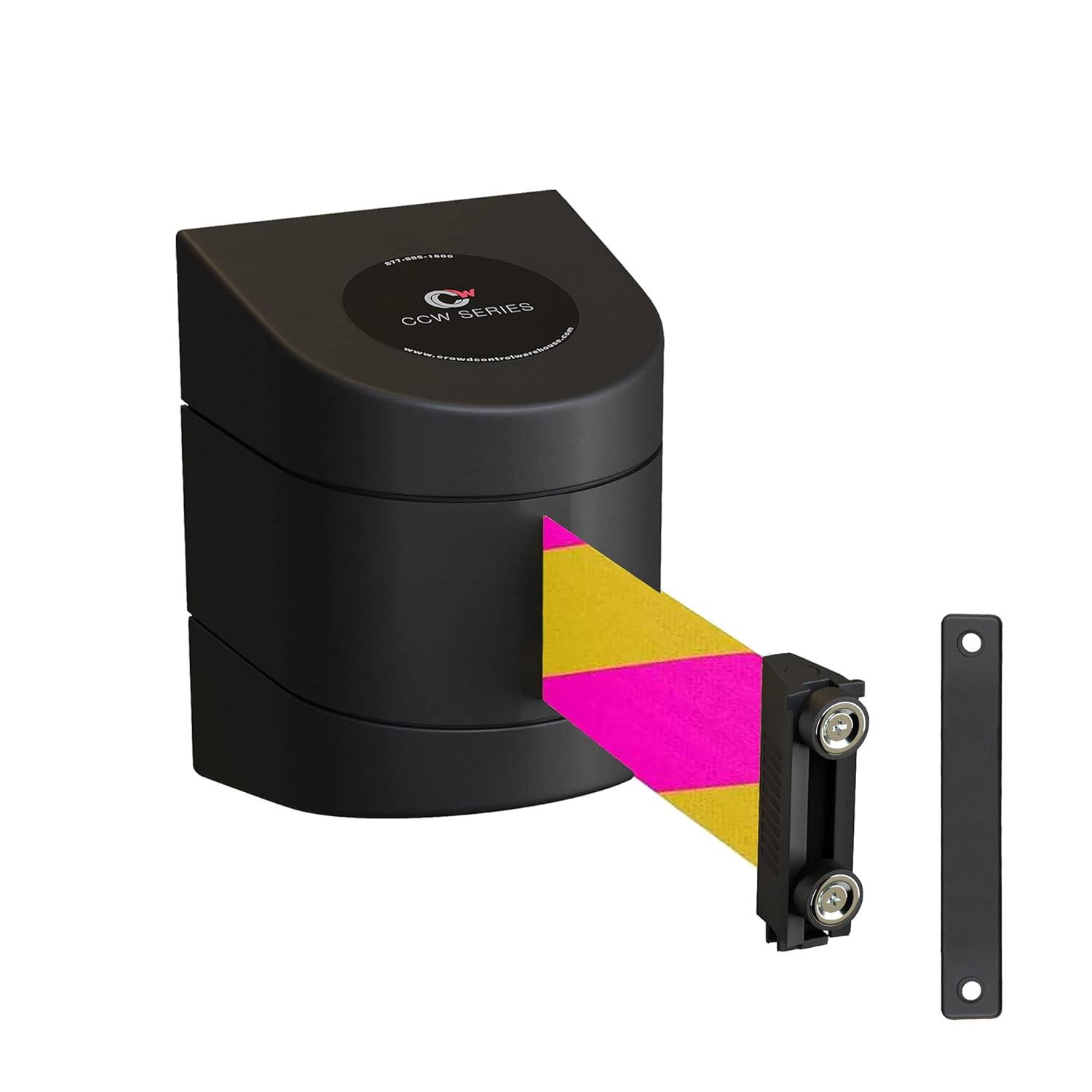 CCW Series WMB-230 Magnetic Wall Mount Retractable Belt Barrier (30 Foot Belt, Yellow with'Caution - DO NOT Enter' Black Letters Belt with Yellow ABS Case) - Poueer