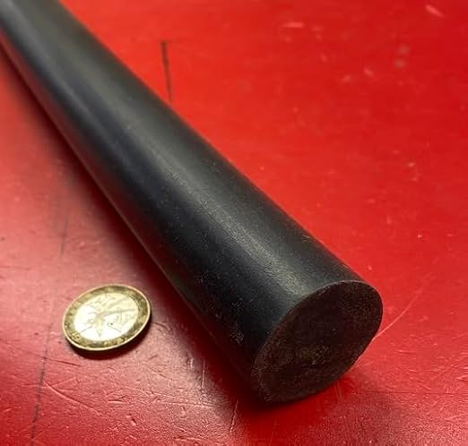Black Neoprene Rubber Round Rod 75A 1.25' (1-1/4') Diameter x 36' Length 1 pc - Poueer