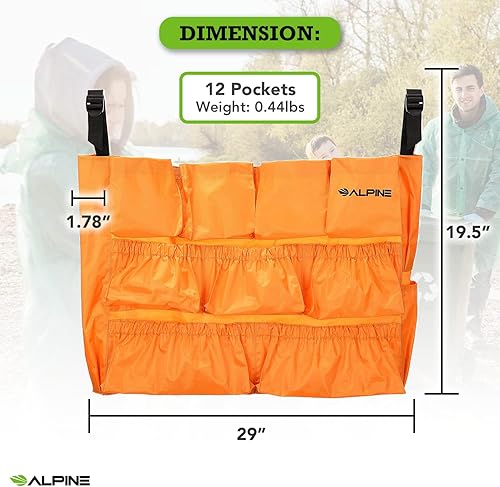 Alpine Trash Can Caddy Bag - 12 Pockets Commercial Cleaning Caddy Bag for Brute & all Industrial Trash Cans & Garbage Bins - Heavy Duty Washing Machine Friendly Yellow Trash Can Caddy Bag with Straps - Poueer