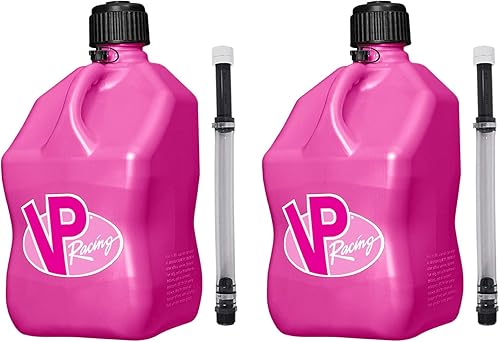 VP Racing Fuels 5-Gallon Square Motorsport Utility Container Pink and 14” Hose Kit (2 Pack) - Poueer