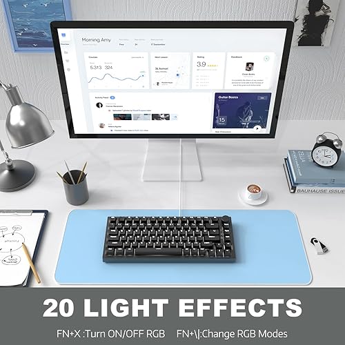 ATTACK SHARK X820ULTRA Wireless Gaming Mechanical Keyboard with TFT Smart Display&Knob,Side Printed PBT,Gasket Mounted 75% TKL Keyboard,BT5.0/2.4GHz/USB-C,RGB Backlit（White Contour,Shark Switch - Poueer