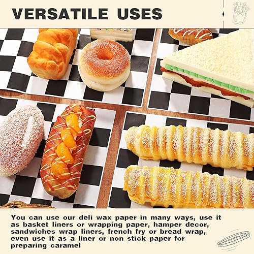 Colarr 1000 Pcs Waxed Paper Sheets Bulk 15 x 15 Inch Large Sandwich Wrapping Papers Checkered Deli Food Basket Liners for Burgers Bread Restaurant Barbecue Picnic(Red) - Poueer