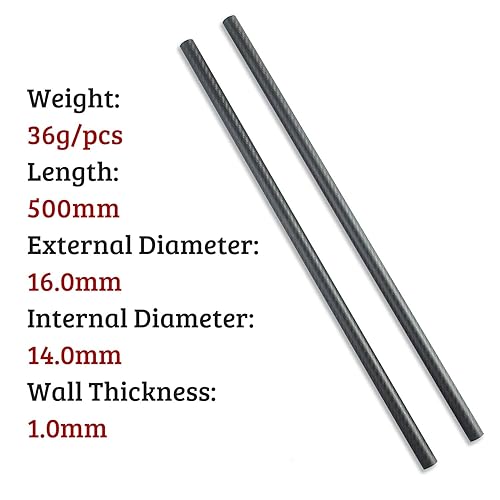 2pcs Carbon Fiber Tube 8x6x500MM 3K Roll Wrapped Twill Matte Finish - Poueer