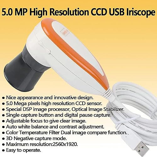 Iriscope Iridology Camera, 5.0 Mp USB Iris Analyzer Iridology Camera, 5.0m Pixels USB Left/Right Lamp Analyzer/Analysis Iridology Camera with Pro Iris Software - Poueer